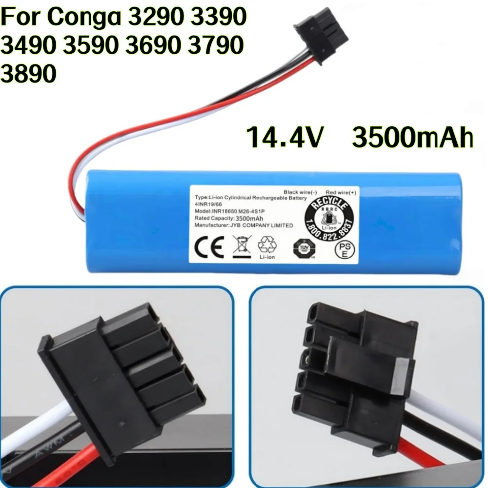 

14.4V 3500mAh Li-ion Battery for Xiaomi Mop 2s/Pro/STYTJ02YM, Conga 3290-3890, Viomi V2/V3 Pro Vacuum Cleaner Replacement.