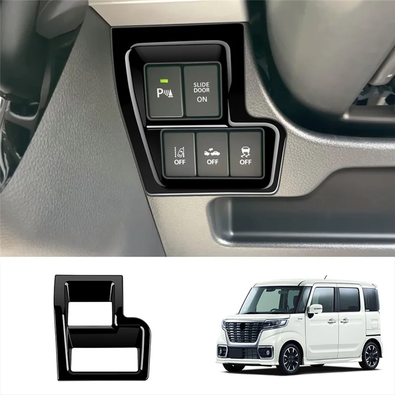 

Прочная глянцевая черная передняя левая многофункциональная рамка для автомобиля, накладка на панель, наклейка на рамку для Suzuki Spacia 2017-2022 RHD Par