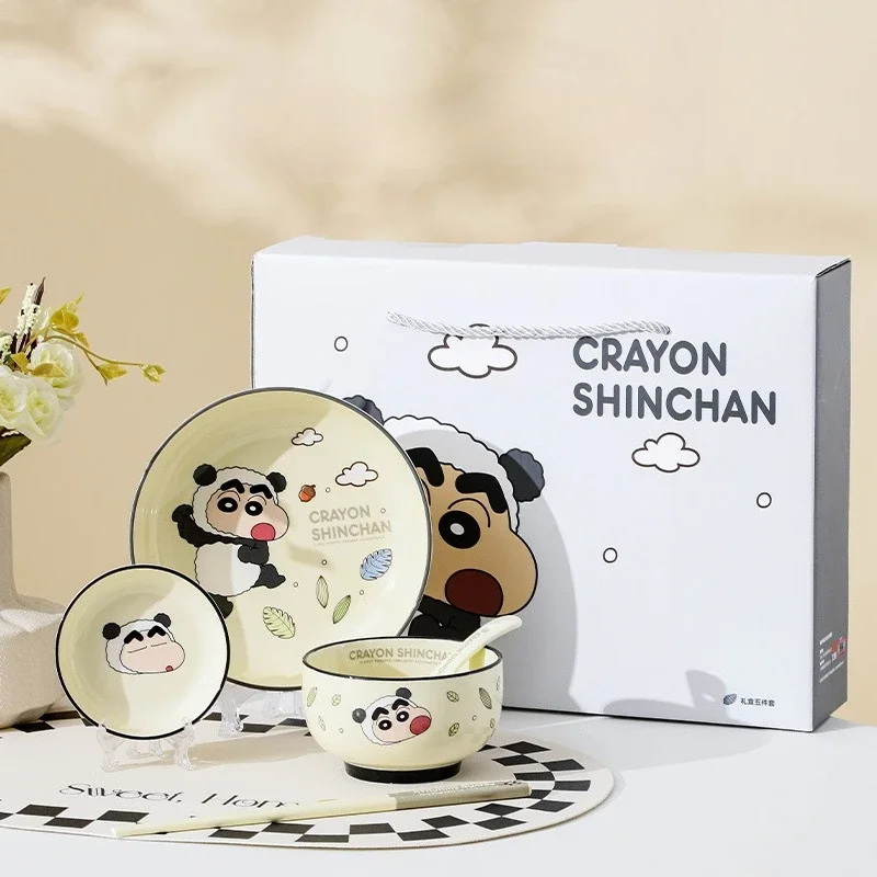 

Семейная серия аниме Шин-тян, бытовой подарочный набор с высоким исчезновением, керамический набор обеденных мисок. Милая детская миска