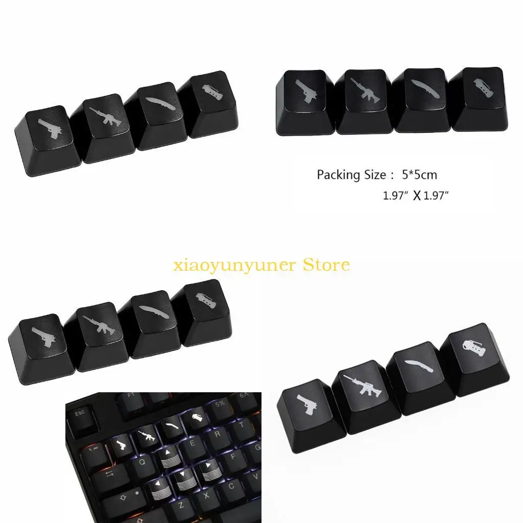 P9JB DIY ABS Backlit WASD Direction Keys Personality Translucent for Key Caps Mechani