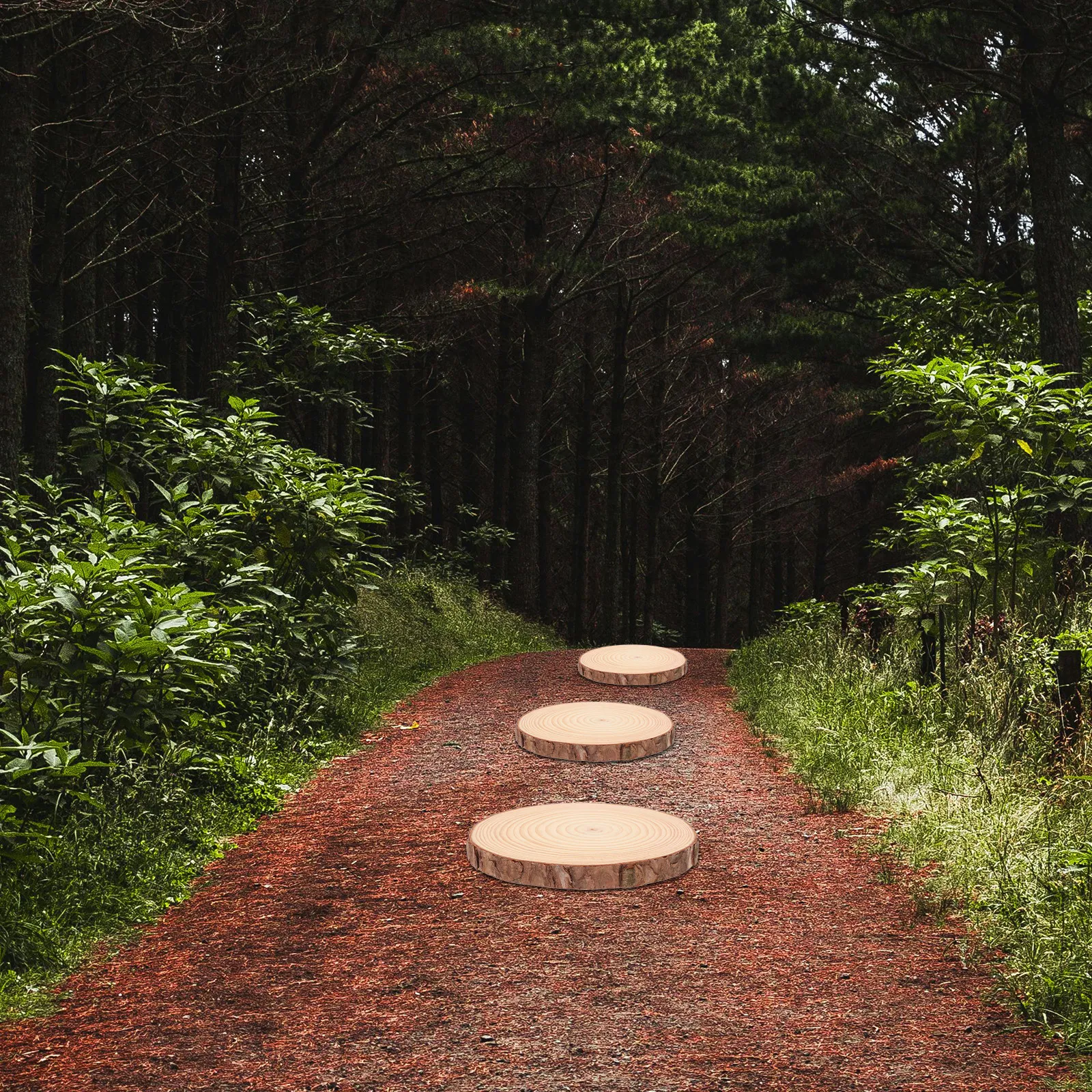 3Pcs Garden Stepping Stones Outdoor Walkway Handmade Wooden Log Pavers Cost Effective Decorative Garden Paver Set for Cement