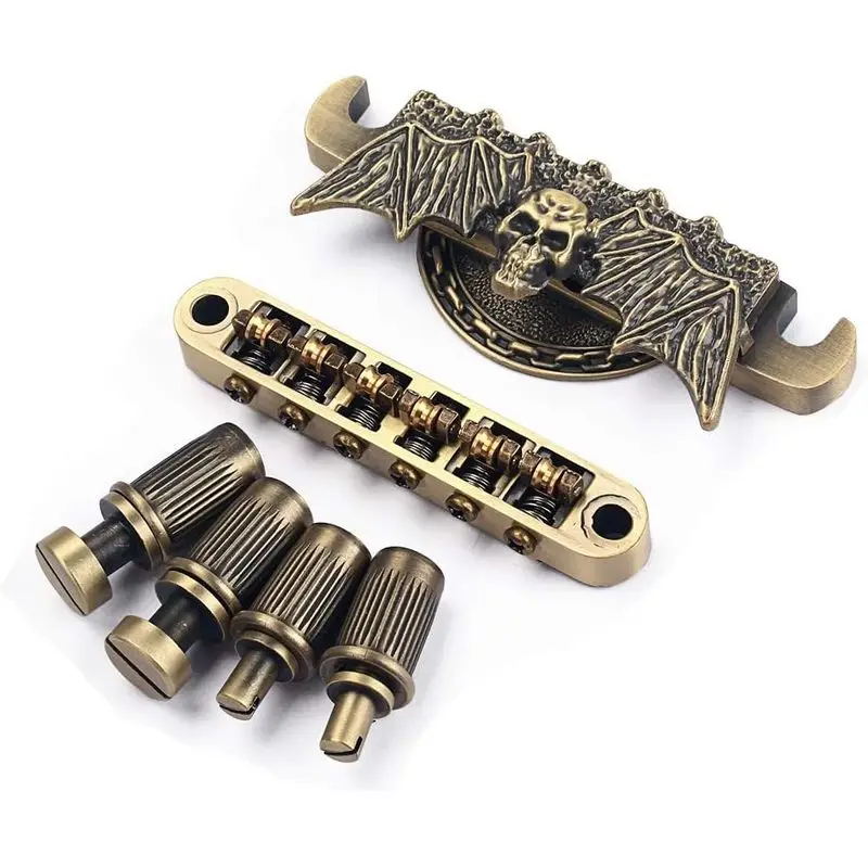 1 Set Tune‑O‑Matic Bridge Tailpiece with Roller Saddle Electric Guitar Replacement Bridge Saddle Parts Musical Instrument Access