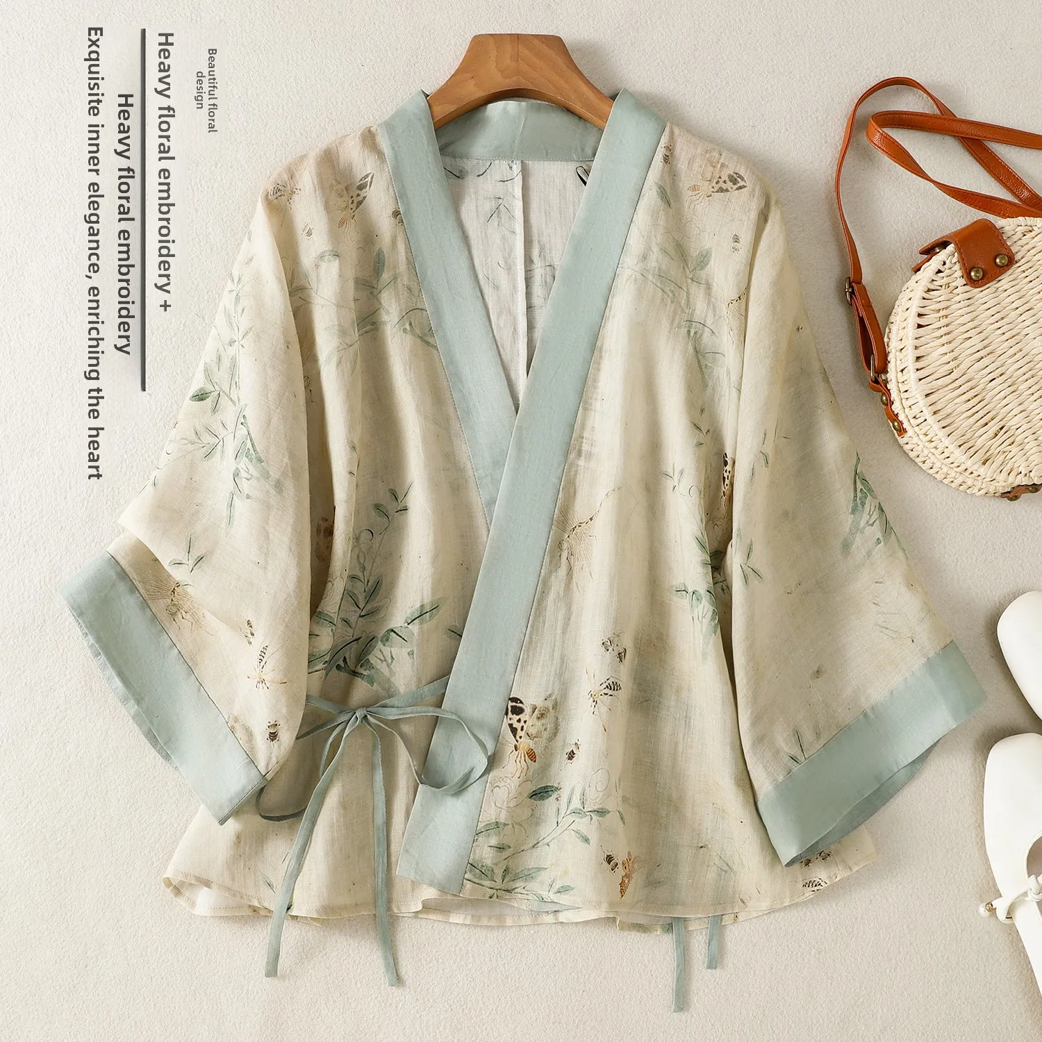 

Young Chinese Style Hanfu Hemp Collar Top Short Elegant Simple Design Summer 2026 Women's Ethnic Clothing Stage Costume