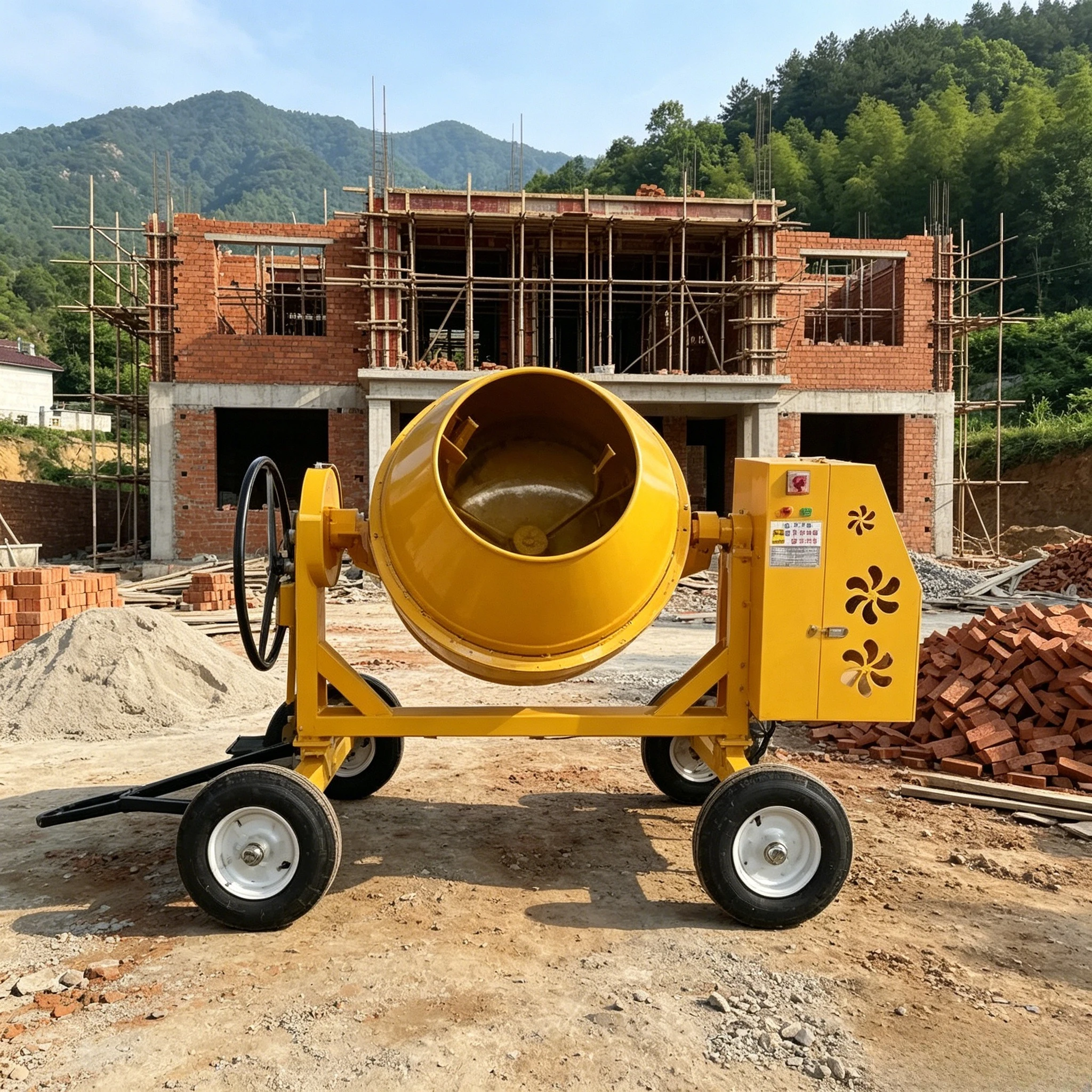 Concrete Mixer Drum 220V Electric Cement Mixing Barrel 1HP Portable Concrete Mixer for Construction Site for Sale Customized