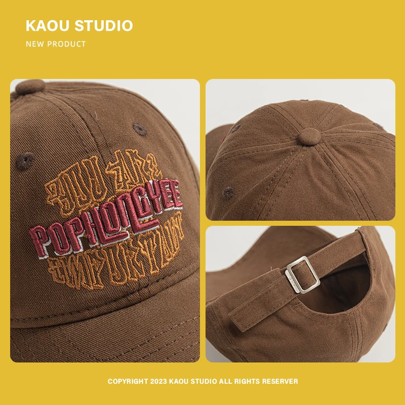 Vintage embroidered cap men's and women's trend soft top outdoor shading couple baseball cap versatile