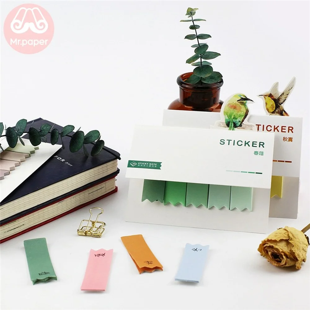 

Mr.Paper 100pcs/lot 8 Colors Gradual Change Memo Pad Sticky Notes Notepad Student School Study Diary Self-Stick Note Memo Pads