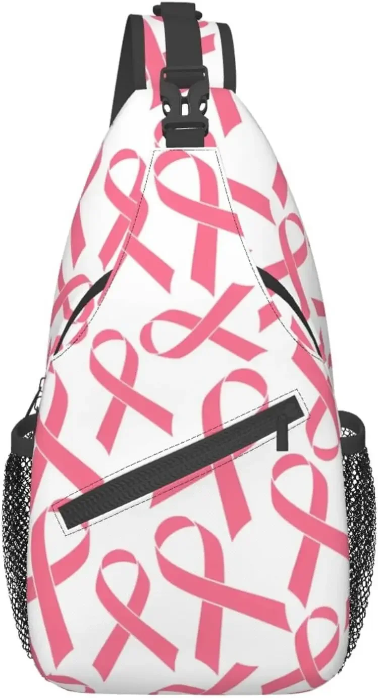 

Breast Cancer Ribbon Sling Backpack Crossbody Sling Bag Travel Chest Daypack Hiking Shoulder Bag for Adult Women Men Unisex