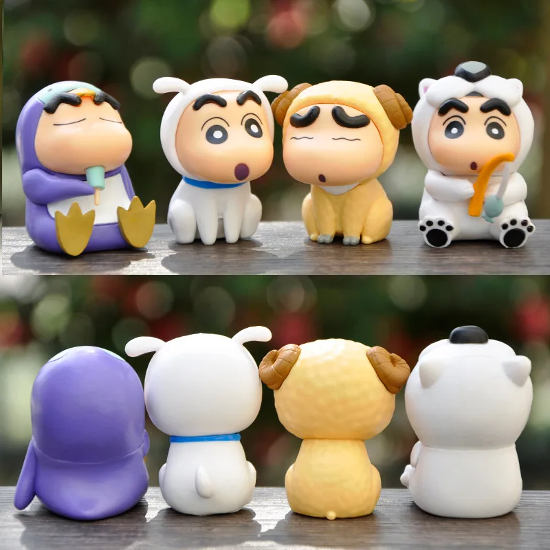 4Pcs/Set Crayon Shin-chan Anime Action Figure Kawaii Q Version Mini Decor Collectibles Toys Boys Girls Birthday Christmas Gifts