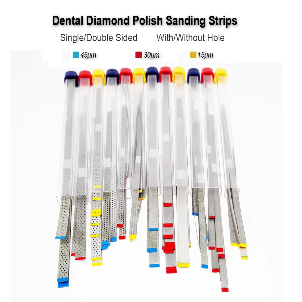 5Pcs Multi-types Dental Diamond Polishing Strips 15/30/45μm Sand Saw Surface Orthodontic IPR Tooth Enamel Grinding Metal Sticks
