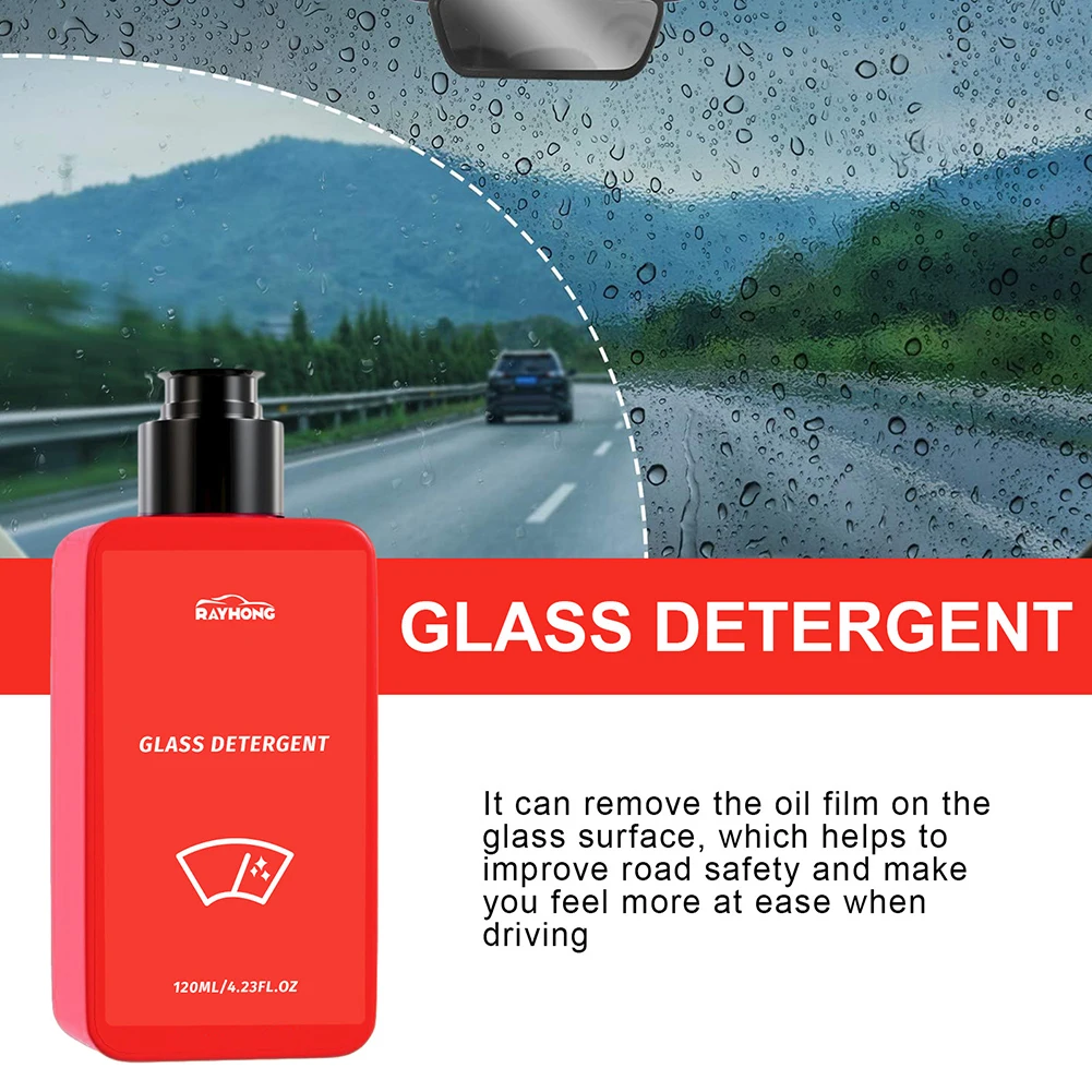 Automotive Glass Stain Remover For Stubborn Marks Effortlessly Removes Stubborn Oil Film Rainy Weather Driving Essential