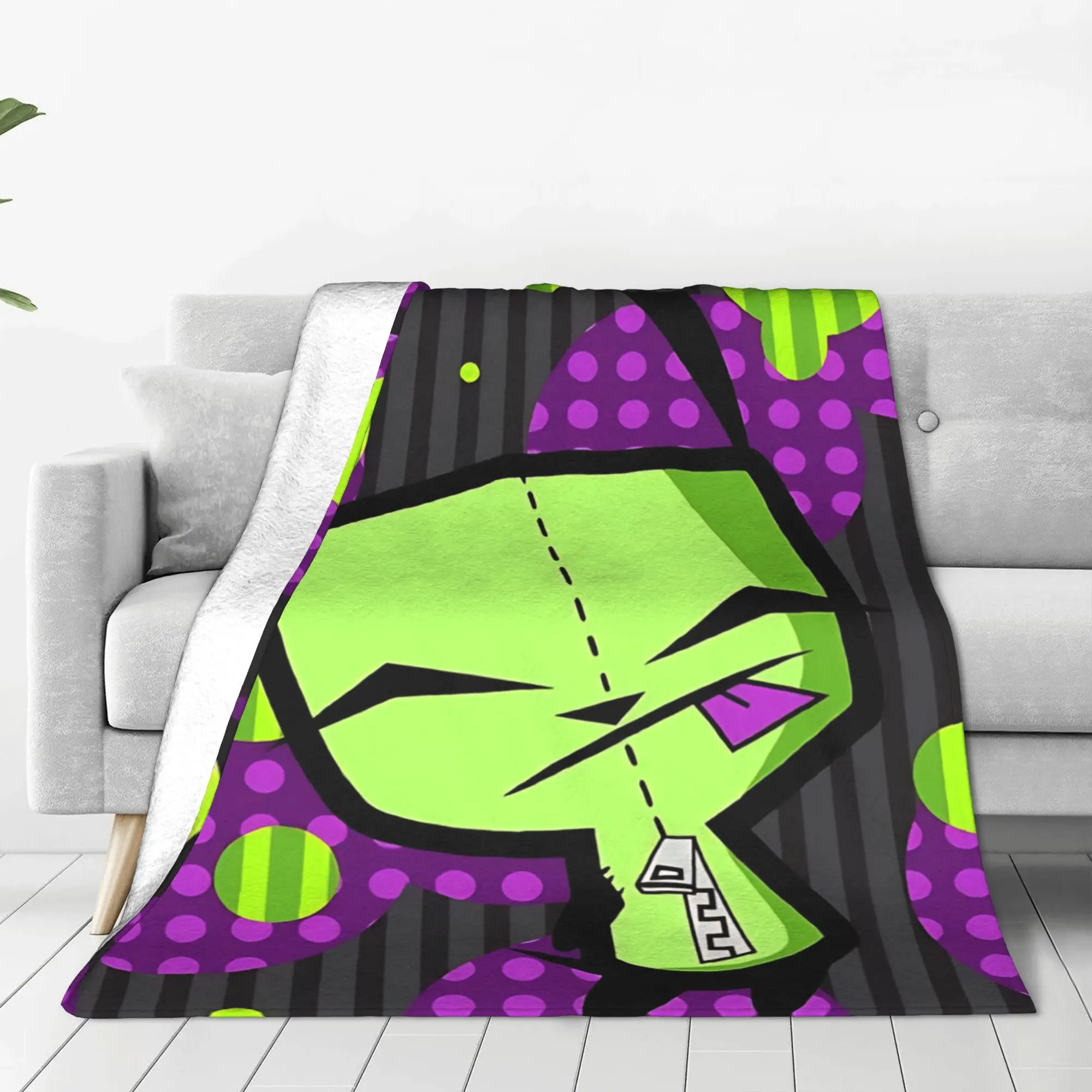 1PC Home Cutecore metal creature Invader Zim Blanket Super Cosy Plush Home Living Room Sofa Halloween