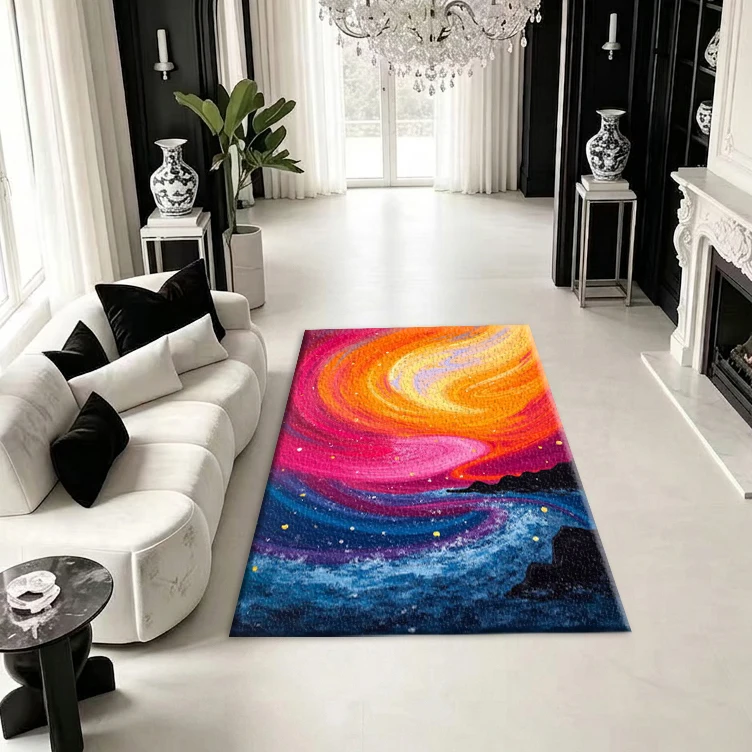 Abstract Swirl Art Carpet Floor Modern Home Decor Living Room Bedroom Large Decorative Carpet
