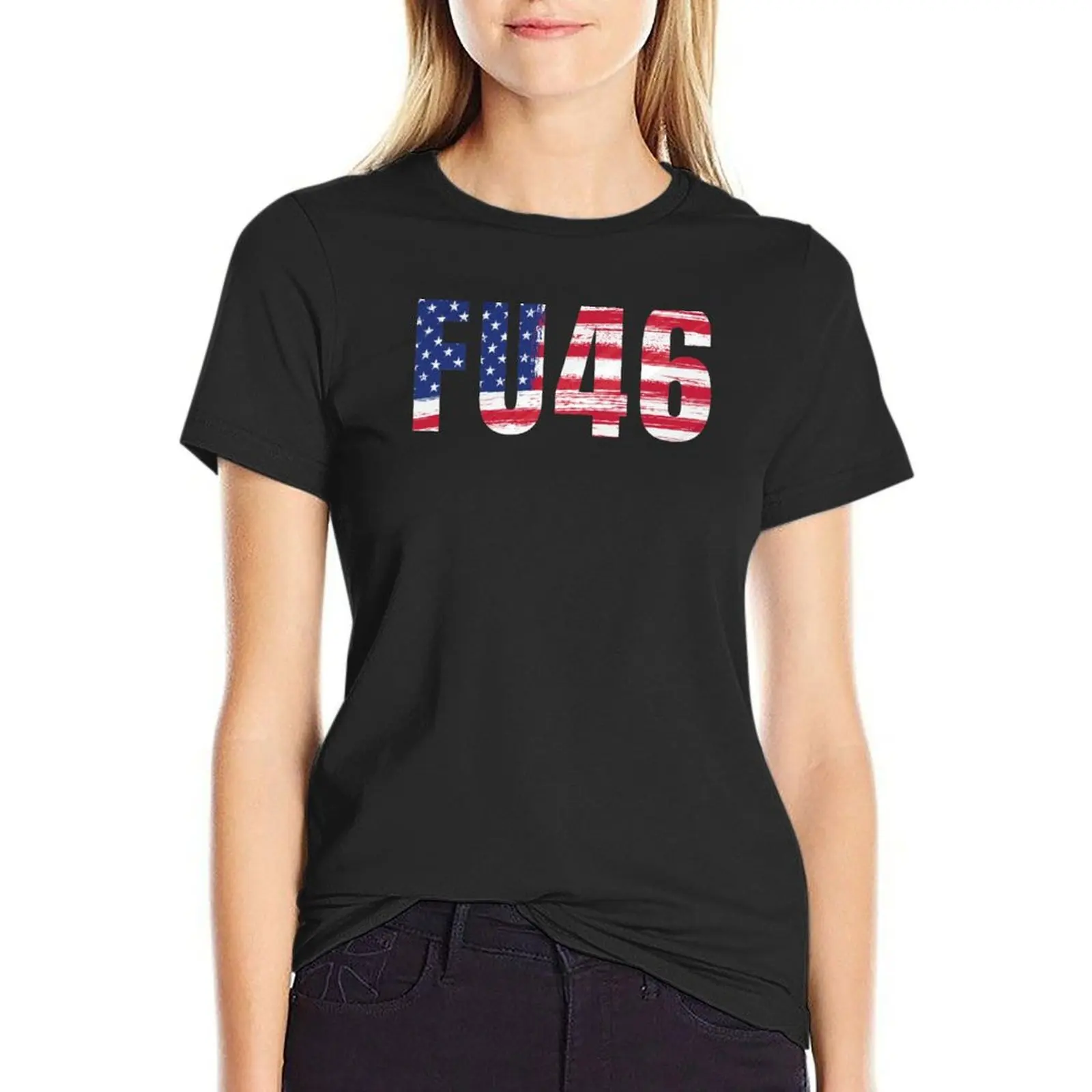 

FU46 Patriotic Anti Biden American Flag Sarcastic Vintage T-Shirt new edition sublime graphics Summer Women's clothing