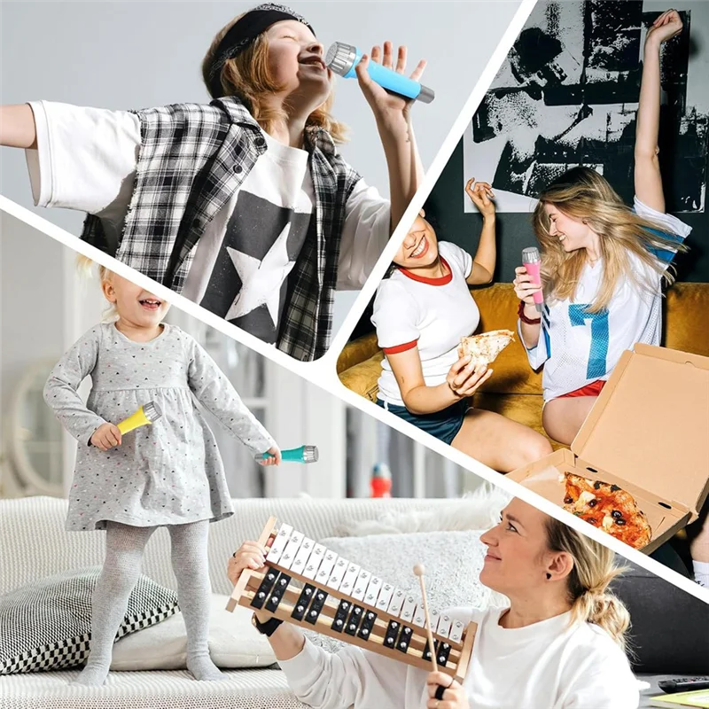 حزمة MACH-16 من الميكروفونات البلاستيكية، ميكروفون مزيف ملون لحشو أكياس جودي وهدايا حفلات أعياد الميلاد