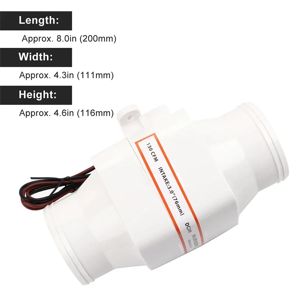 Marine Bilge Blower 3 Inch Inline Ventilation Fan 130 CFM Airflow Suitable for Yacht and RV Ventilation Systems