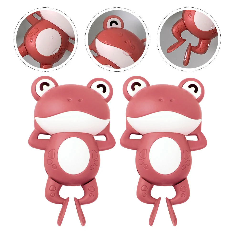 3 Pcs Wind-up Frog Design Bath Toy Cartoon Frogs Toys Baby Bathtub Kids Plaything Educational Infant Shower Clockwork Children