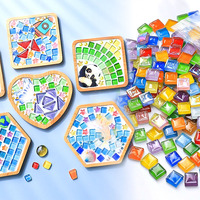 Mosaic Tiles for DIY Craft Blue Shine Assorted Color 50pcs Glass Glitter Grain Supplies Pieces Bulk Square Shape Home Decoration