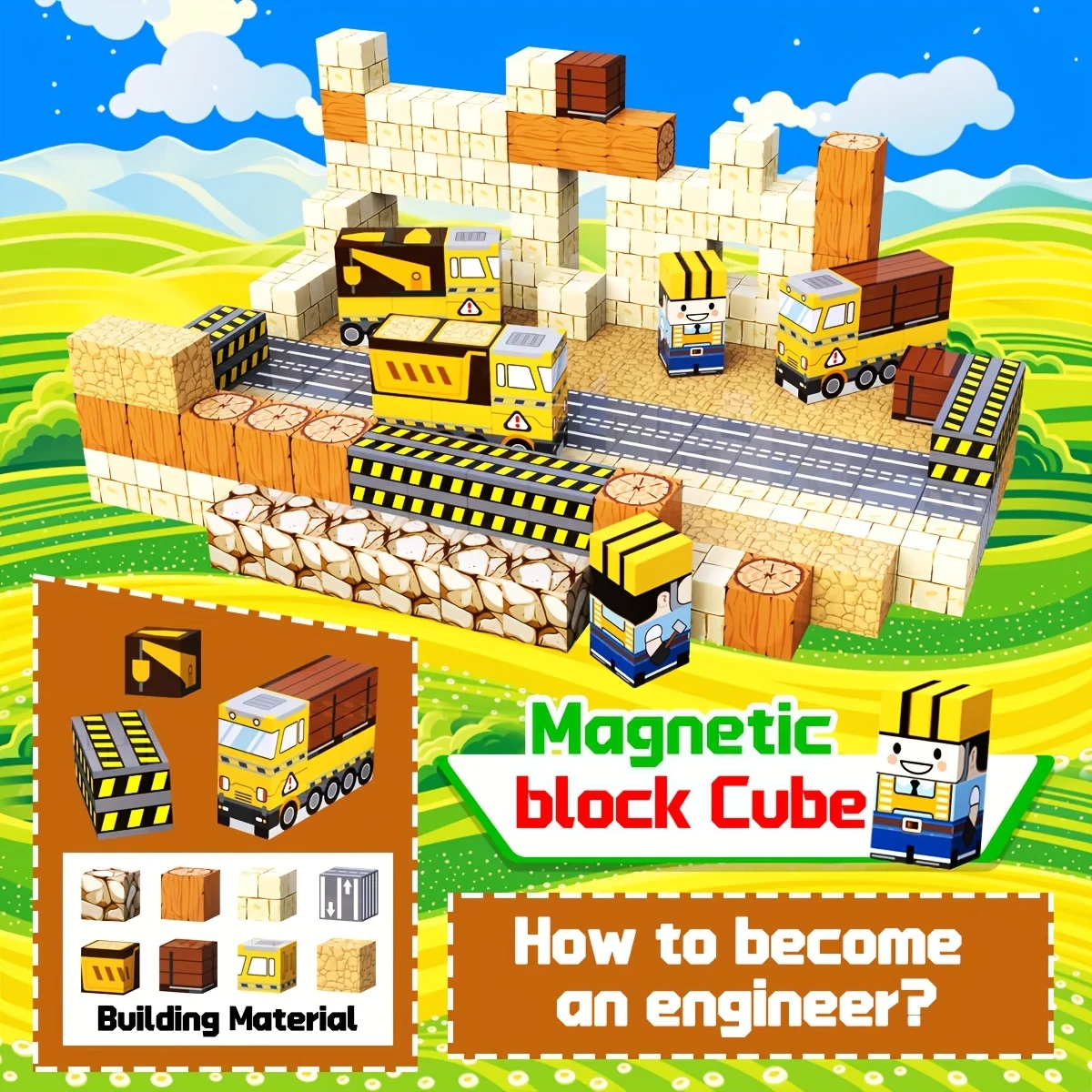 Magnetic Building Blocks Set, Educational Toy, Magnetic Toys for Christmas Halloween Gifts, Perfect Birthday Gift, Random Color