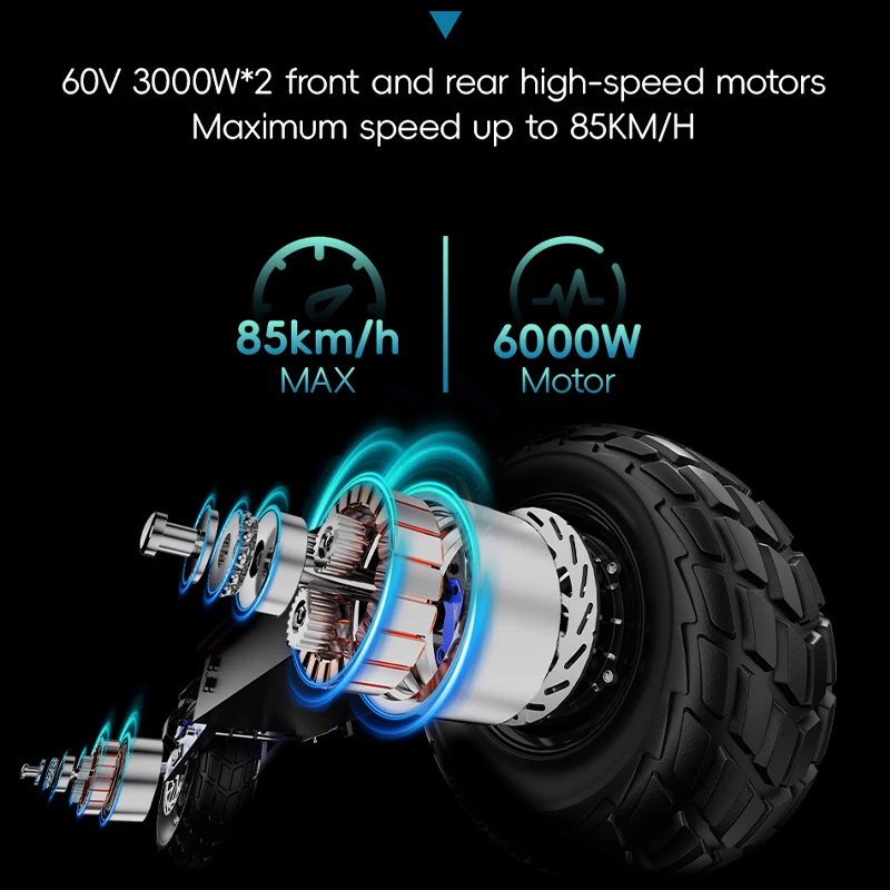 High Power Electric Scooter DUOTTS D99 D88 K8 13Inch Fat Tire 6000W Dual Motor 60V 40Ah Battery Folding Off-Road Seat E-Scooter