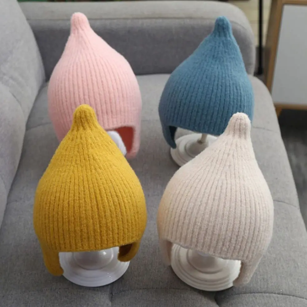 

Fashion Cute Ear Protection Hat Autumn Winter Soft Knitted Hat Infant Toddler Warm Earflap Cap for Baby