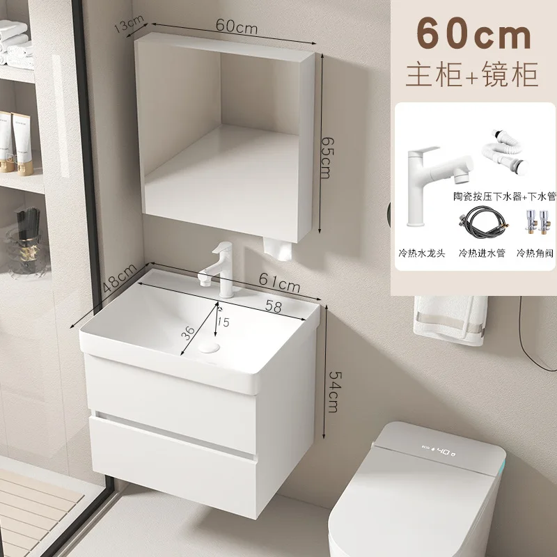 다층 단단한 나무 깊은 세라믹 통합 세면대 욕실 캐비닛 화장실 세면대 확장 세면대 욕실 캐비닛 co