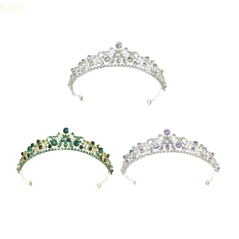 

E56A Sparkling Crystal Tiaras Crowns Hairhoop For Quinceañeras Bridal Shower Prom Formal Event Crownpiece Head Accessories
