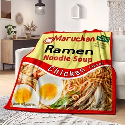 1pc Cozy Ramen Noodle Soup Chicken Flavor Throw Blanket - Soft, Funny, and All-Season Bed Decorative Sofa Blanket - Perfect Gift
