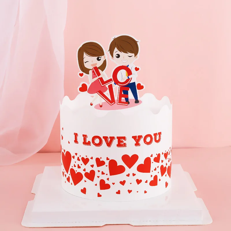 Couples Kiss Heart Love Bear Cake Cupcake Topper Happy Birthday Valentine\'s Day Party Dessert Wedding Decor Baking Supplies