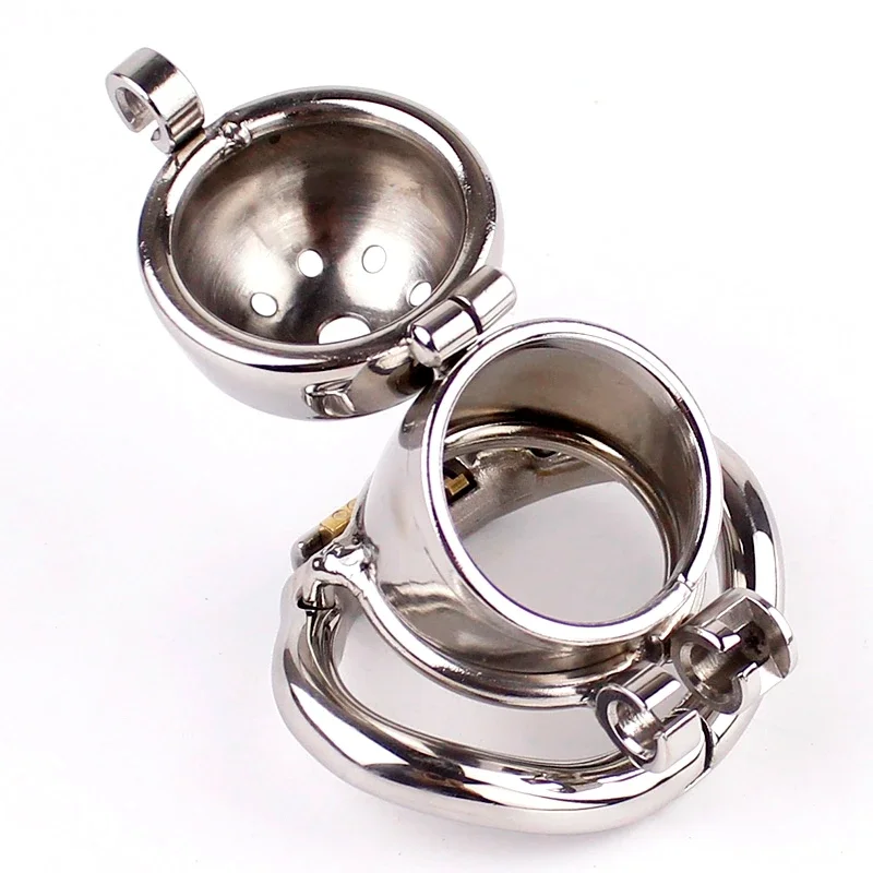 Double Lock Design Male Chastity Device Stainless Steel Chastity Belt Metal Penis Lock Chastity Penis Ring Sex Toys For Men