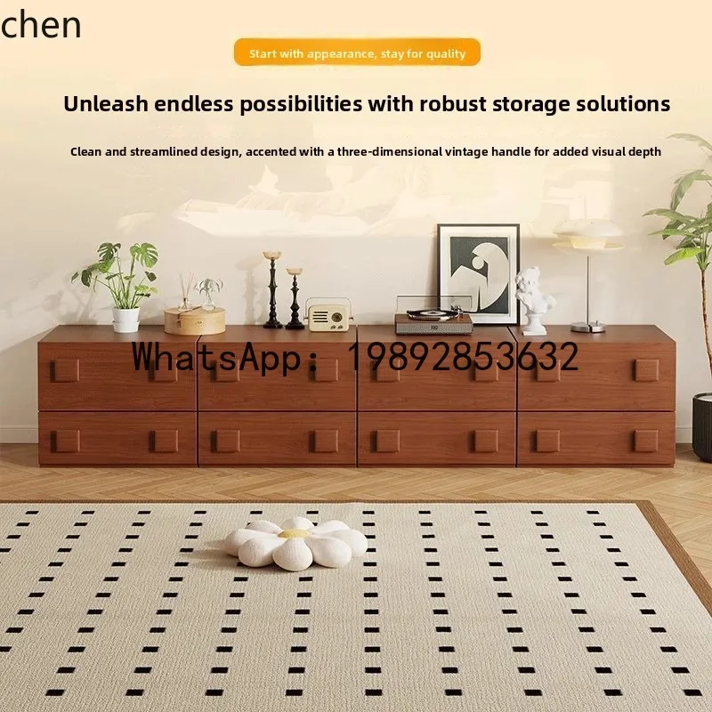 A1  Solid Wood Card Door Cabinet Retro Floor-standing Modular Combination Multi-functional Storage Cabinet Storage Cabinet
