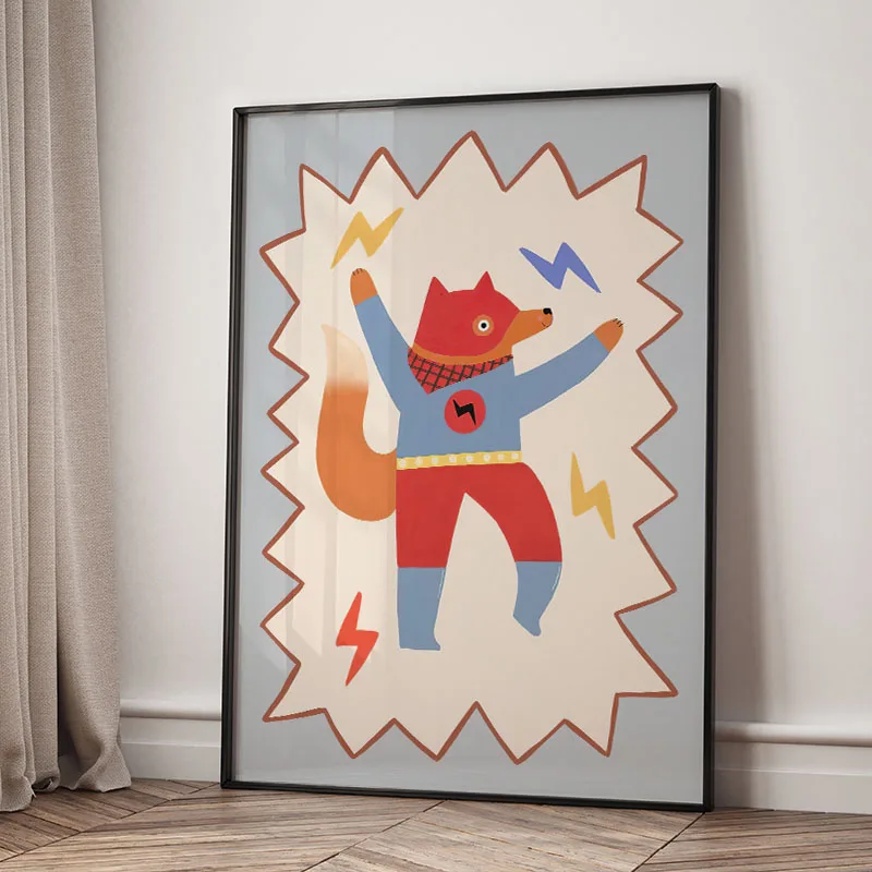 Divertidos dibujos animados, arte de pared para habitación infantil, pintura en lienzo, oso, conejo, zorro, carteles e impresiones, imágenes para decoración de habitación de bebés y niños