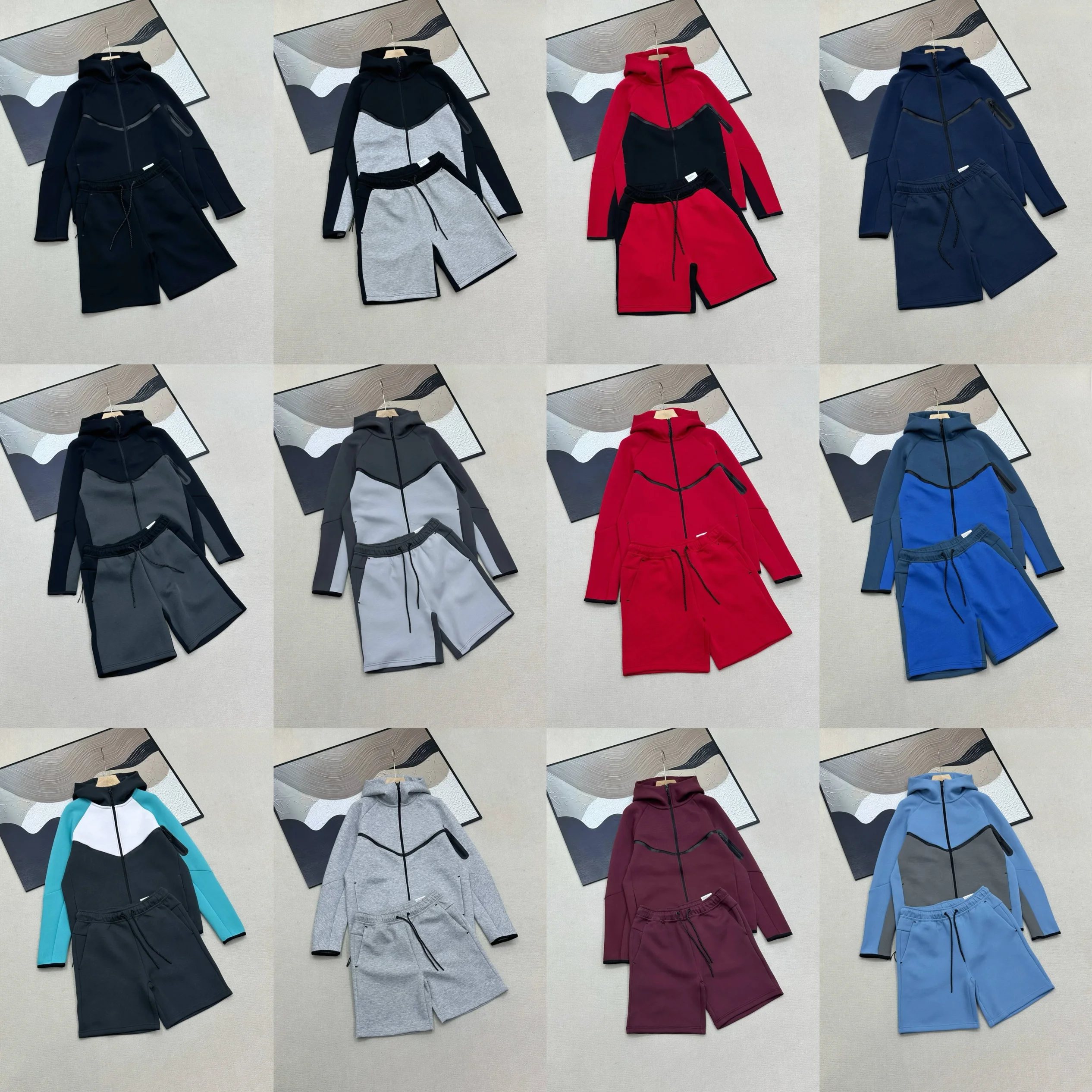 2026 New Casual Sportswear Set for Men And Women with Hoodie Jacket And Shorts Two-Piece Suit Cotton Polyester Blend