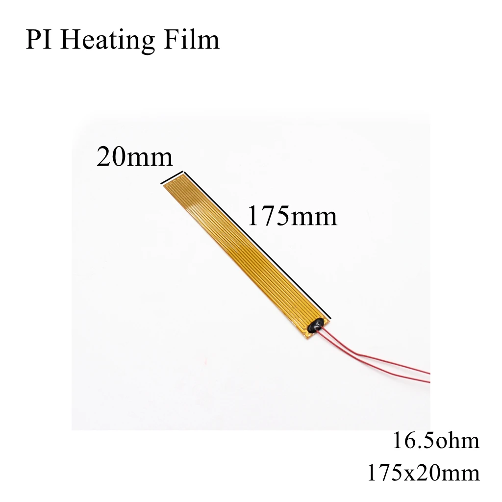 175x20mm 5V 12V 24V 110V 220V PI Heating Film Polyimide Adhesive Electric Heater Plate Panel Pad Mat Fuel Foil Oil Engine Tank