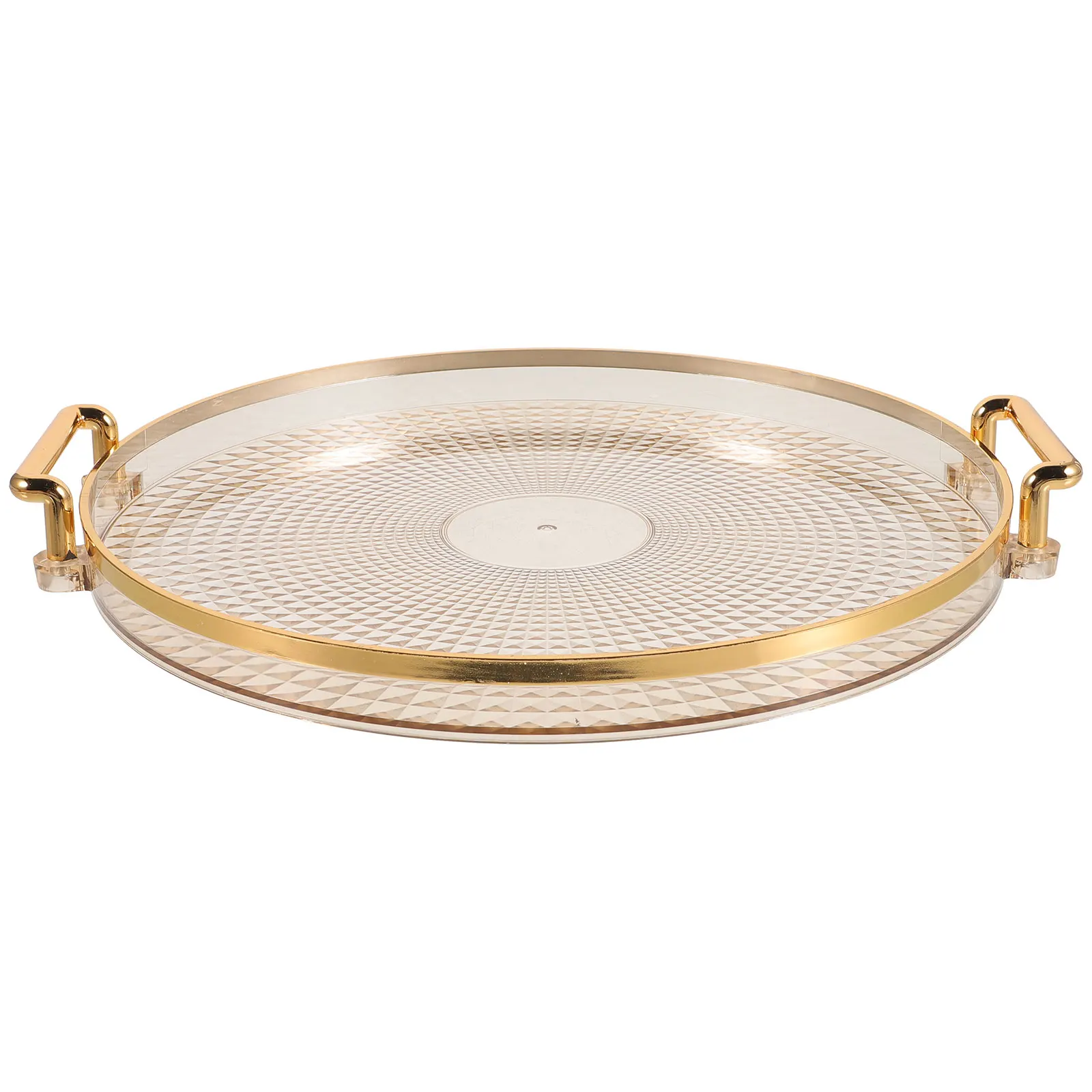 

Gold Edge Round Tray Luxury Serving Platter Multi-Function Tea Cup Snack Tray Acrylic Coffee Table Decorative Plate
