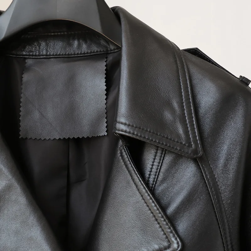 Autumn Winter Sheepskin Genuine Leather Overcoat Women Leather Coat Women