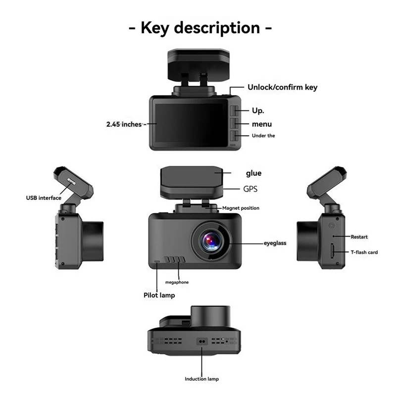 2025 Dash Cam 4K Car DVR Night Vision Voice Control Wi-Fi GPS ADAS 24h Parking Mode Front and Rear Camera-A55K