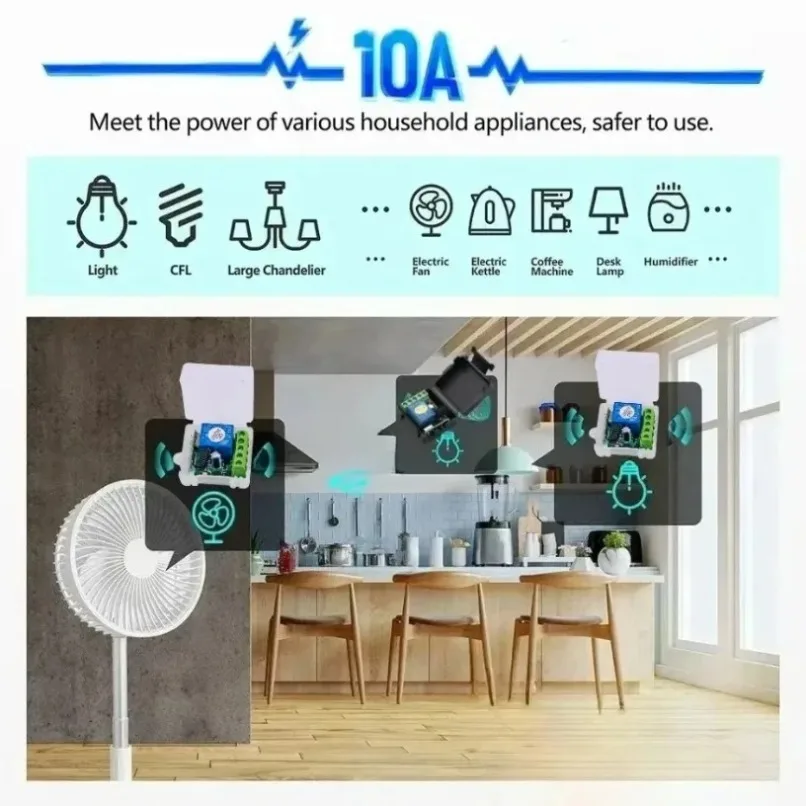 Universal 433MHz Wireless Remote Control Switch 1CH Relay Receiver Mini for Home LED Light Garage Door Electrical Appliances