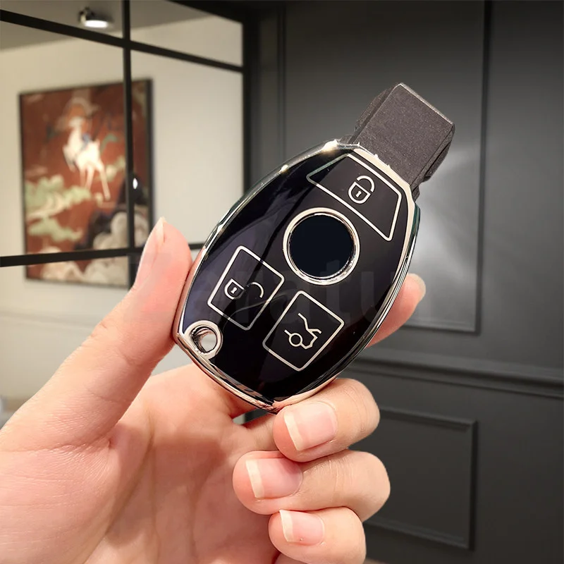 2/3 Buttons Auto Shell Fob Bag Accessories For Mercedes Benz W204 W251 W463 A B G R Class GLA GLK W176 Car Remote Key Case Cover