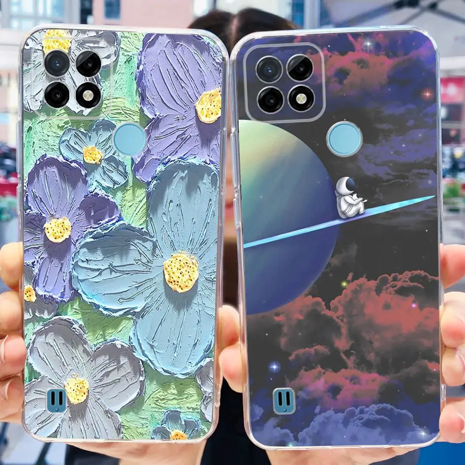 For Realme C21Y C25Y Case Silicon Back Cover Flower Phone Case For OPPO Realme C21 C25 C25S C21Y C25Y 4G Soft Case Fundas Bumper