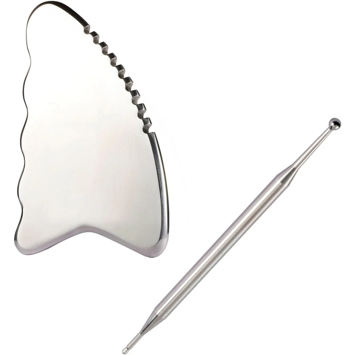 

Массажер гуаша из нержавеющей стали, инструмент для лица с акупунктурной ручкой для уменьшения отечности и лимфатического дренажа тела и мышц