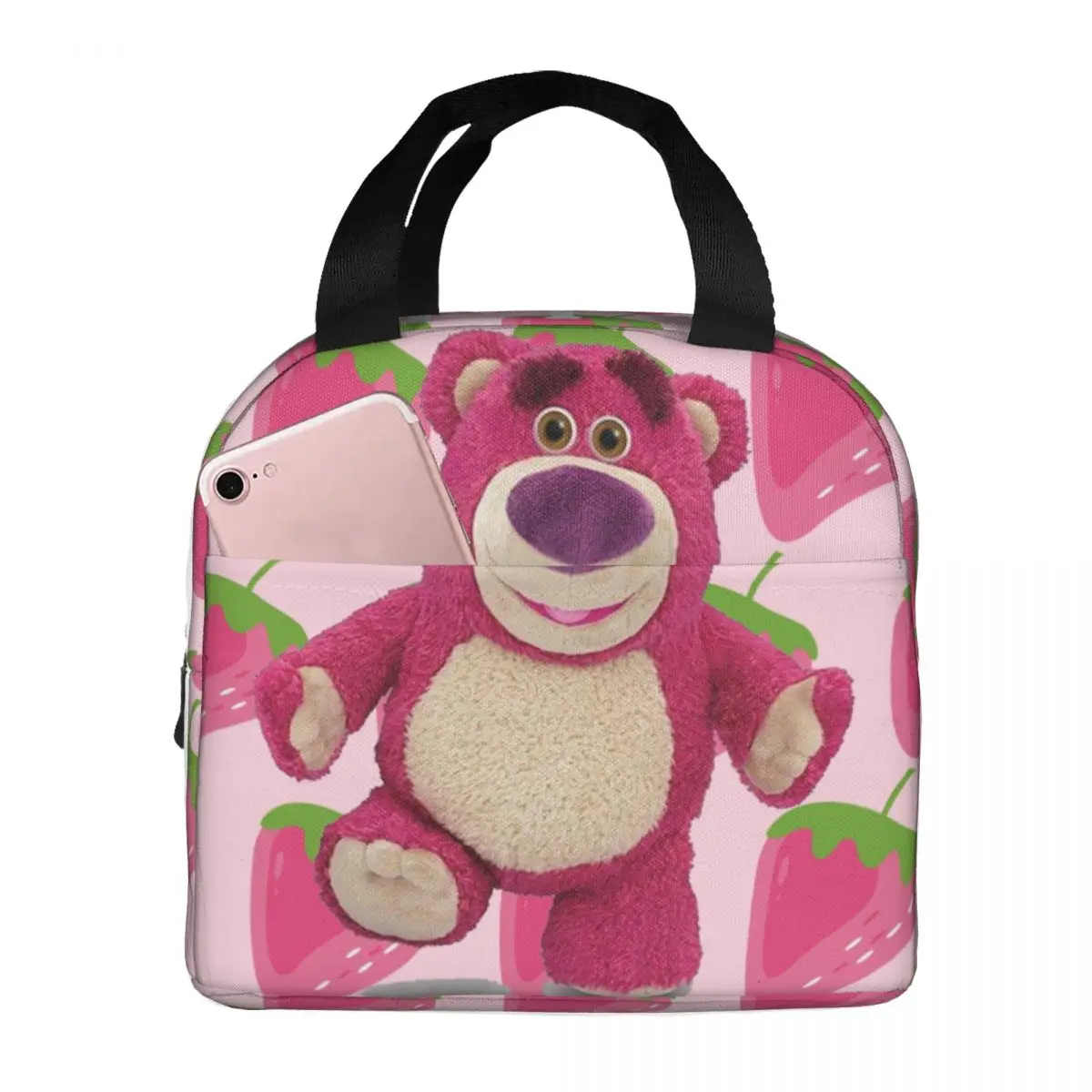 Children Lunch Bag Cute Bear Breakfast Disney Toy Story Lotso Zipper ClosureTravel Storage BagsHiking