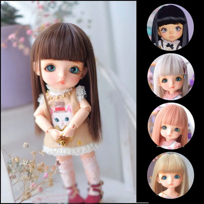 1/3 1/4 1/6 1/8 1/12 Bjd Sd Pop Pruik Zwarte Hoge Temperatuur Fiber Hittebestendige Draad Lange Rechte Pony Pop haar