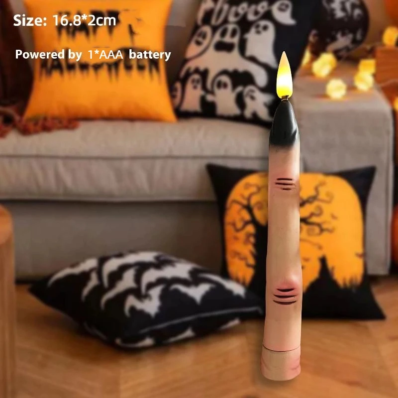 10/12Pcs Halloween Haunted House Scary Led Finger Candle Novelty Finger Candle Lights For Holiday Decorations