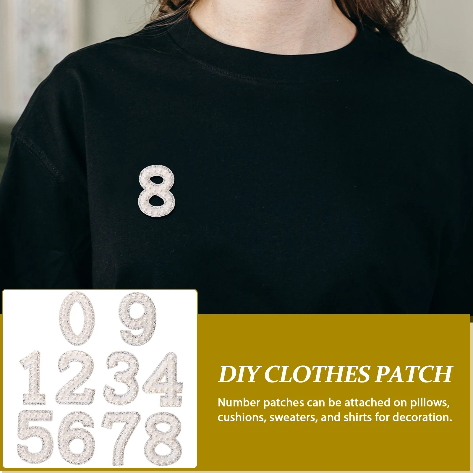 Pearl Number Sticker DIY Decoration Shirts Replaceable Rhinestone Patches Compact Clothes Delicate Coat Iron Numbers Sweaters