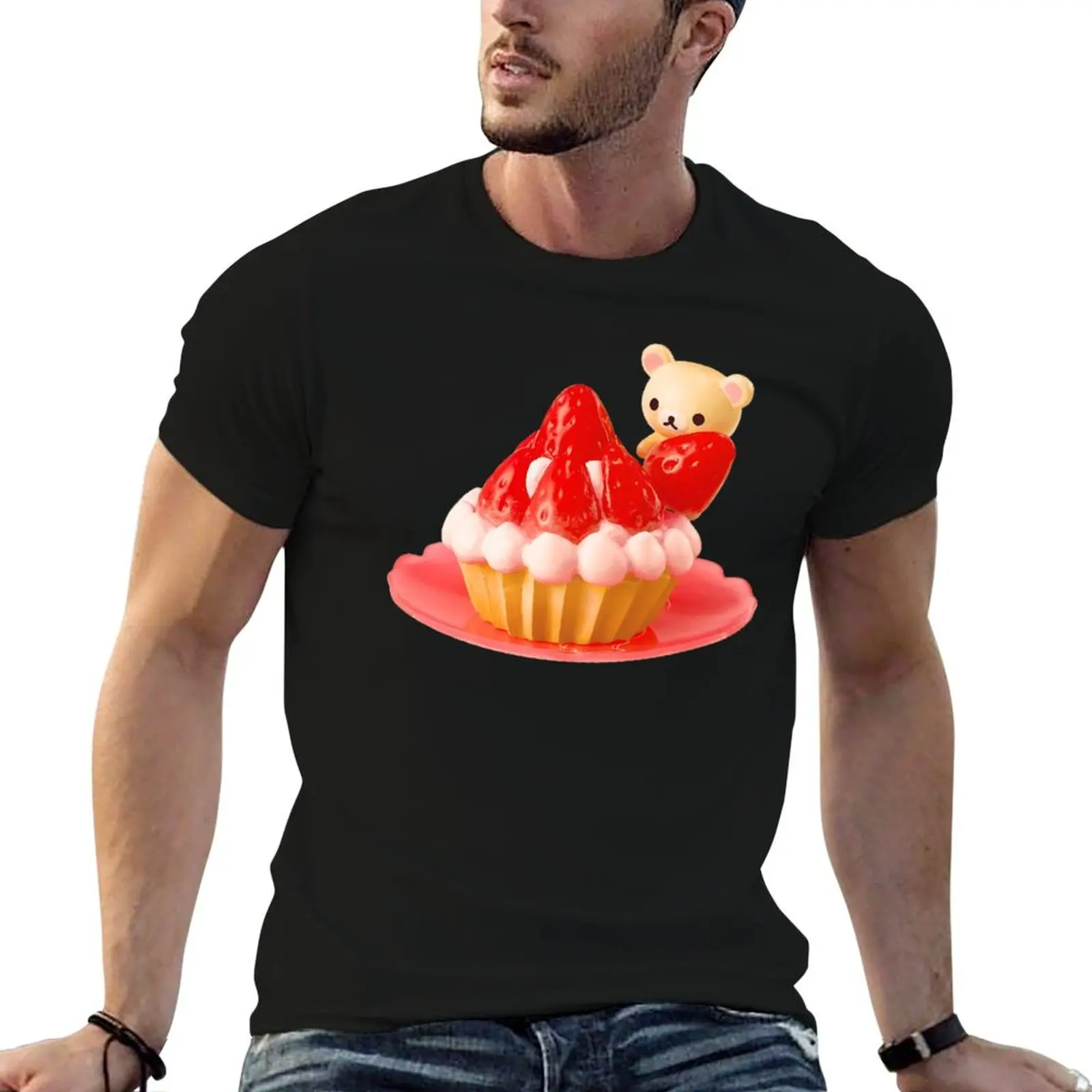 

strawberry tart korilakkuma T-Shirt t shirt man plain t shirts for man pack white T-Shirt
