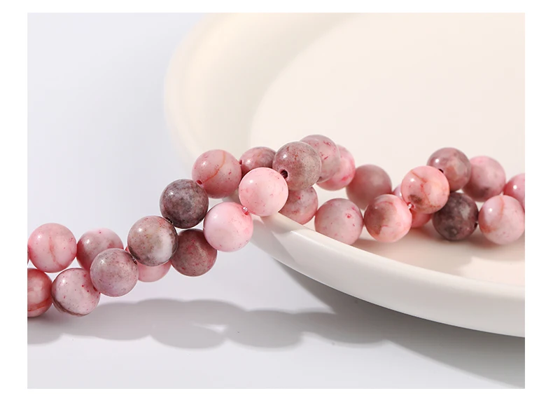 Naturstein Rosa Zebra Jaspis Perle 4 6 8 10 12mm Runde Lose Spacer Perle Für Schmuck Machen DIY Armbänder Halskette Zubehör – Detail 8