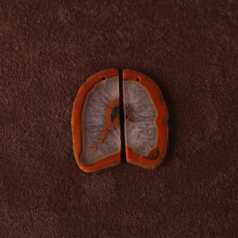 

B&F Natural Red Agate Earring Beads Warring States 34x15x2mm 4.7g Genuine Stone Jewelry DIY Unique Beads