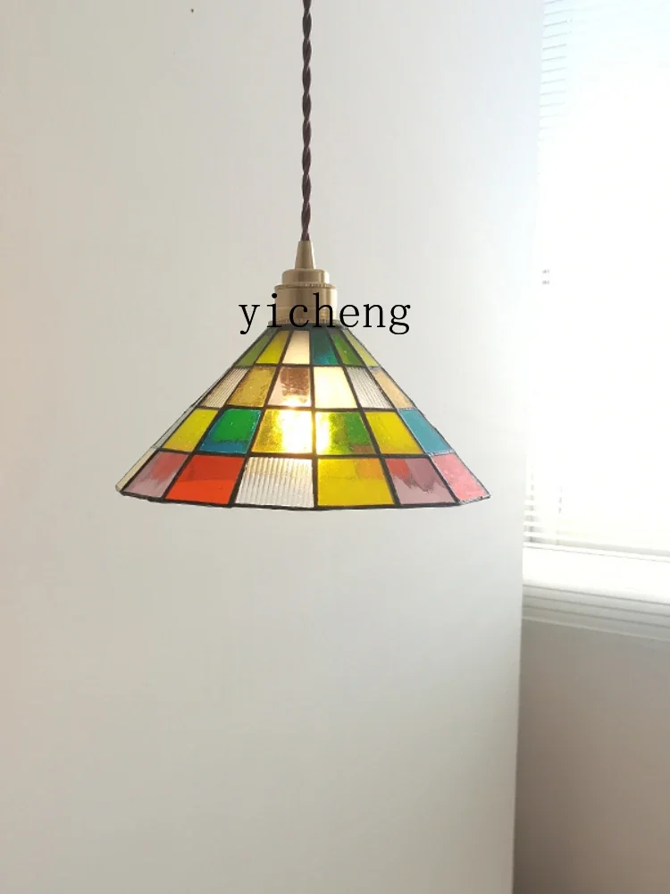 ZK Color Handmade Glass Chandelier Window Bay Window Personalized Creative Cube Small Droplight