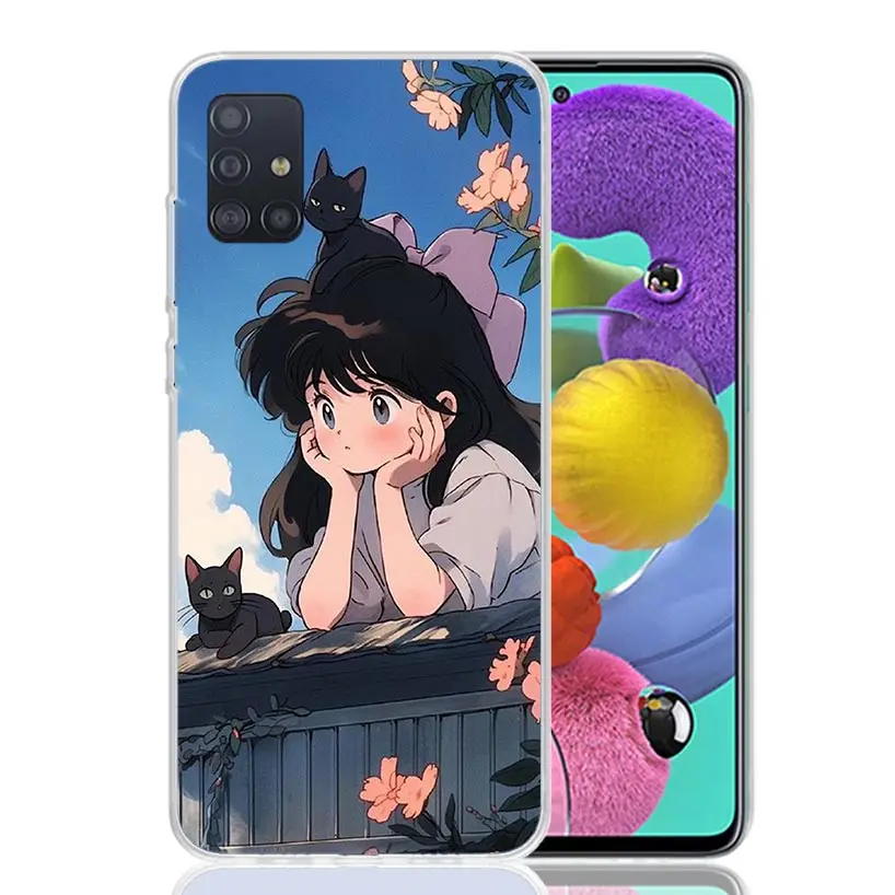 Cute Anime Ins Girls Animal Cat Phone Case For Samsung Galaxy A51 A41 A31 A21S A11 A01 A71 A50 A40 A30S A20E A10S A70 A6 A7 A8 A