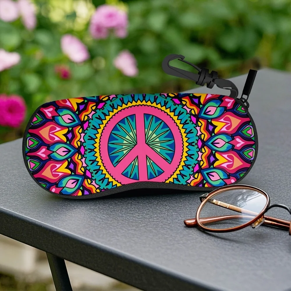 1pc Peace Print Portable Glasses Case, Perfect for Storing and Eyeglasses, Ideal for Men and Women, Lightweight